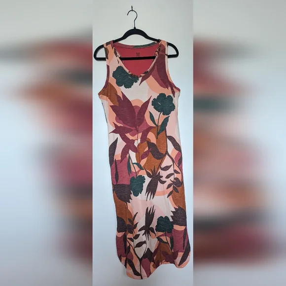 Title Nine Danver Midi Dress in Canyon Red Print Built In Bra sz L NWOT - Picture 2 of 12